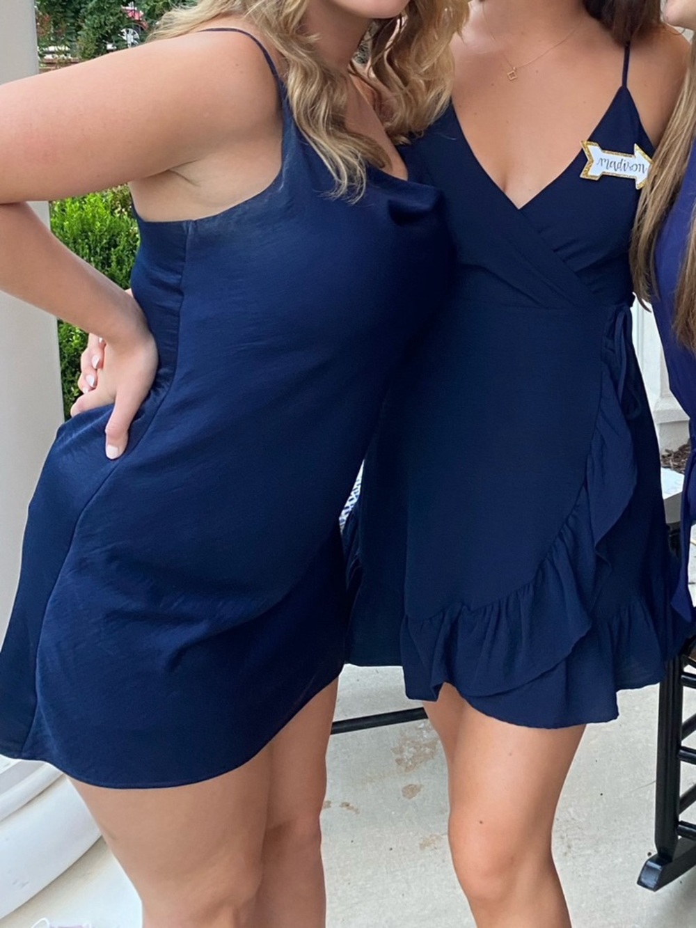 Navy Blue cowls neck satin dress
